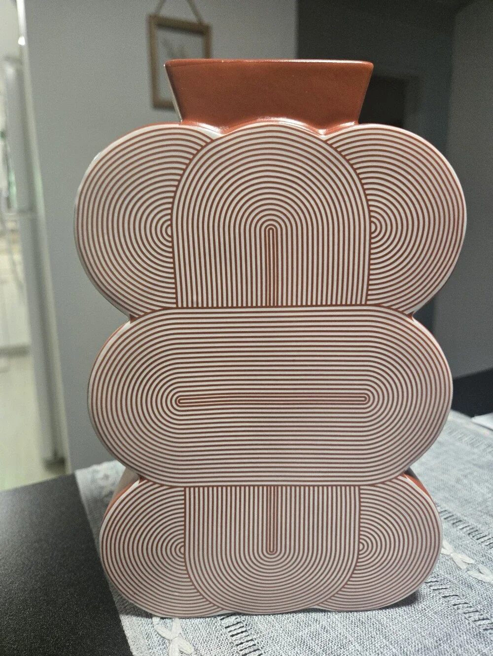 Jonathan Adler Vase in Orange and White, Terracotta